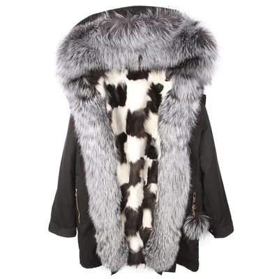 Vert 2 Manteau 4 Naturel Parka Laveur Grand Fourrure 3 Col D'hiver Raton Capot 2019 5 Veste Renard En Long Doublure Chaud Armée Réel Femmes Longue 6 1 De Bnwqqx5S8H