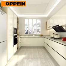 OPPEIN новая модель модульных кухонных шкафов Глянцевая кухонная кабина