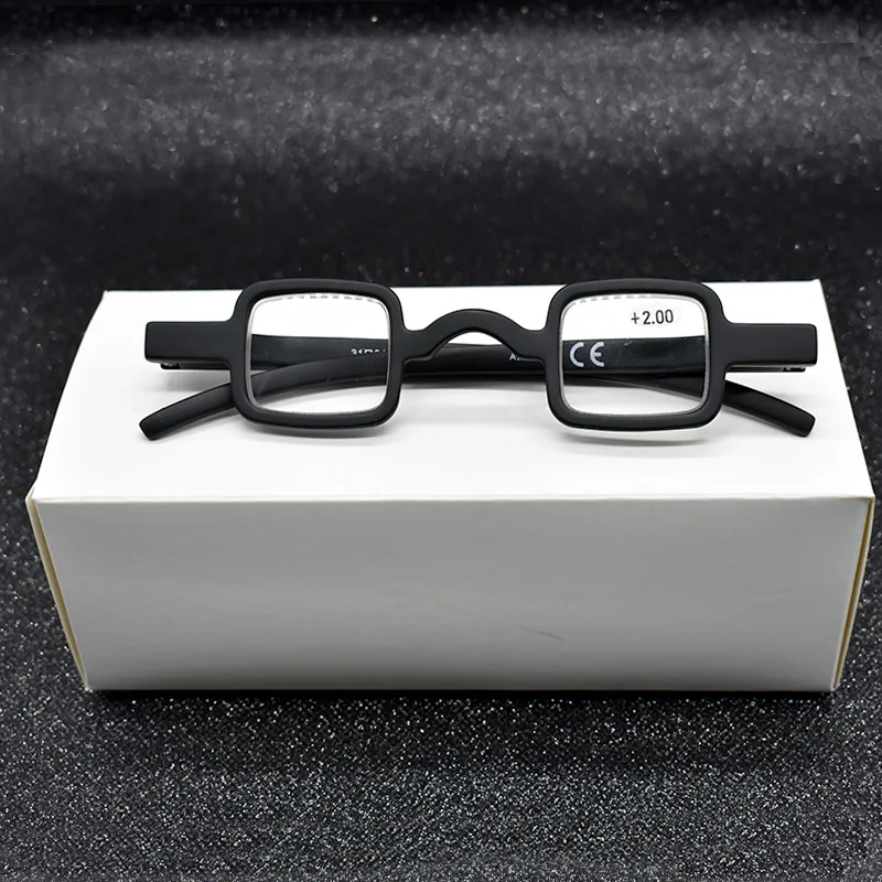 Unisex Germany Mini Black Reading Glasses Retro Vintage Small Square Frame Magnifier Eyewear