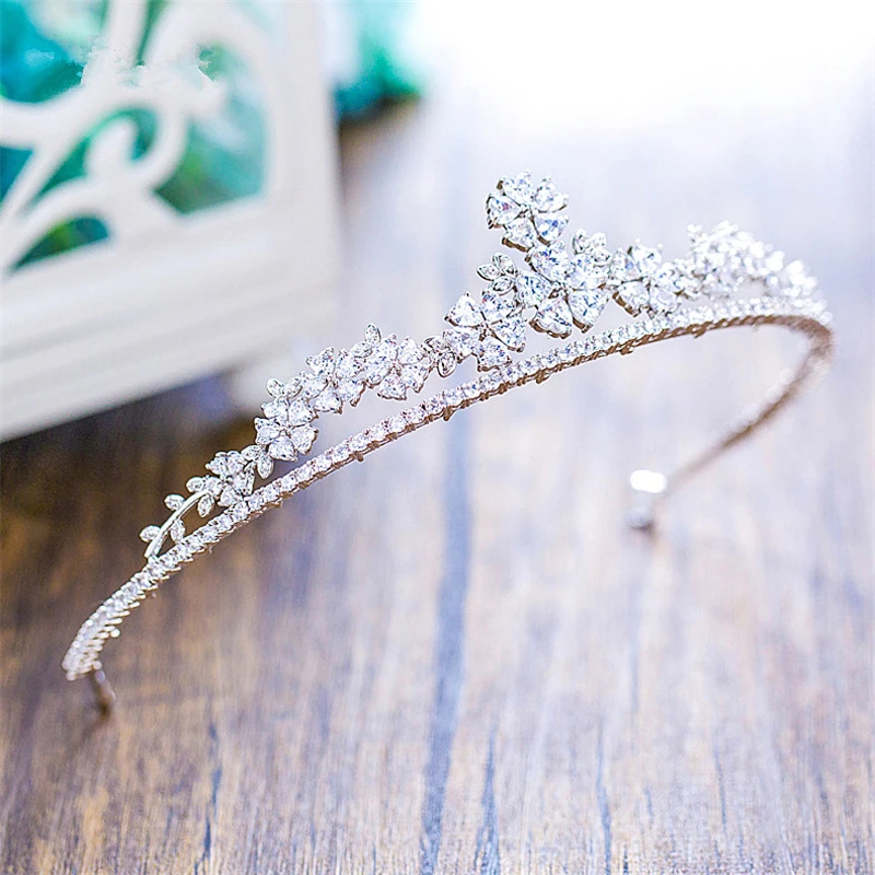 Full Zircon Tiara Bride Crown Diadem Mariage Wedding Hair Accessories Bride Jewelry Bijoux Cheveux Tocados Para Novia WIGO1007