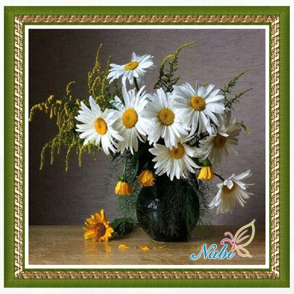 

Vase flower foamiran needlework beads beadwork 0171R - Square diamond mosaic painting Diamond embroidery cross stitch