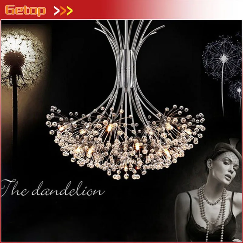 ZX Modern K9 Crystal Chandelier G4 LED Dandelion H80cm Lights Lustre Sitting Room Indoor Decorative Ceiling Lamp Tree Lampshade | Лампы и