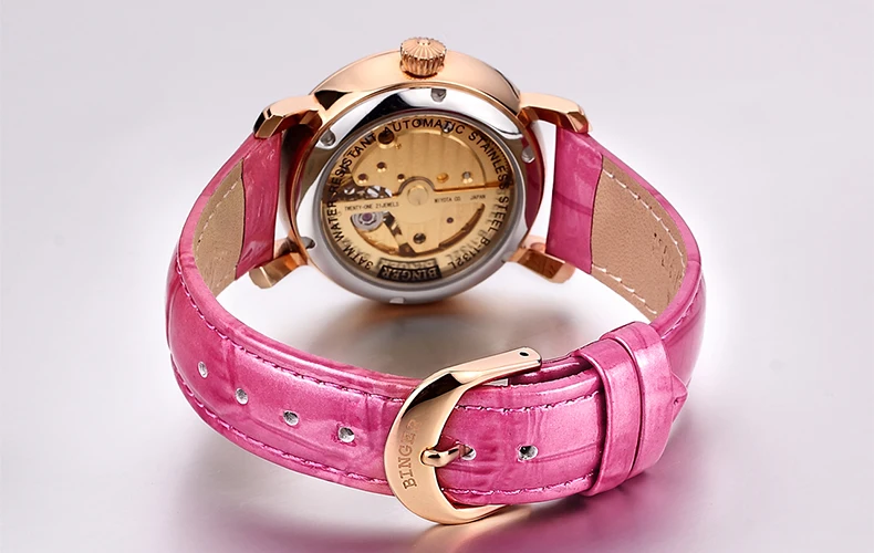 Japan MIYOTA Automatic Watches BINGER Brand Women Mechanical Watch Female Form Queen Series Rose Gold Waterproof Diamond