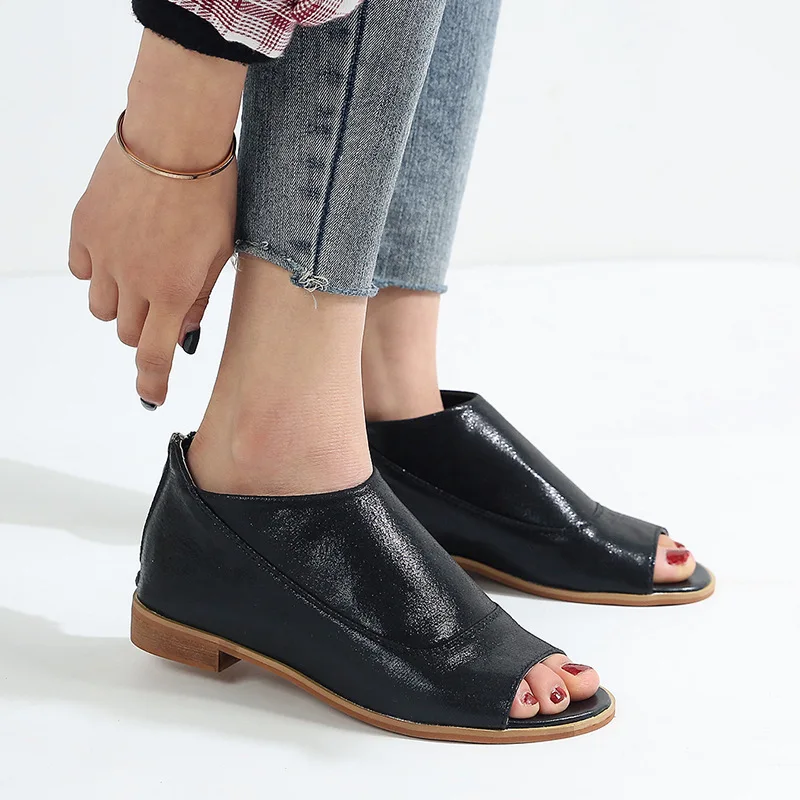 

LAPOLAKA Spring Ins Hot Mature Black Peep Toe Sandals Large Size 35-43 Casual Elegant Comfortbale Women Shoes Woman