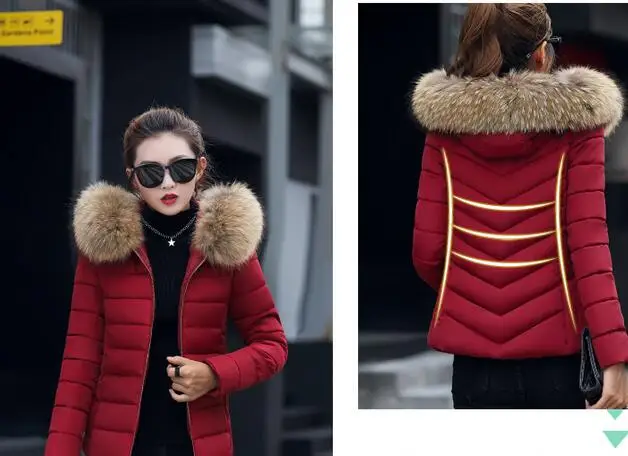 Winter new short large fur collar cotton female Korean version of the slim slimming cotton down jacket