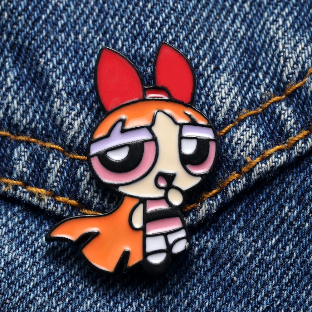 

Cartoon Cute The Powerpuff Girls Soft Enamel Pin Lapel Pin Badge Brooch