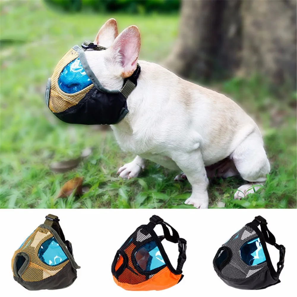 

Cool Waterproof Nylon Mesh Short Snout Pet Dog Muzzle Breathable Anti Bite Chew Stop Barking Dog Mouth Eyes Mask For Bulldog