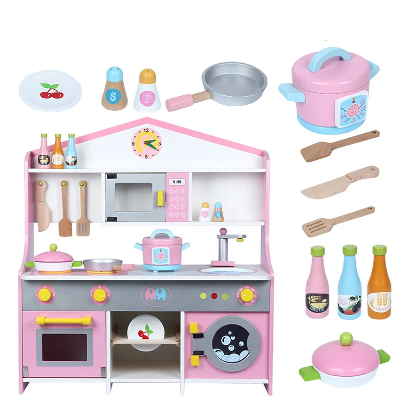Клубника моделирование розовый японский кухня большой Размеры Детский образовательный Еда деревянный игрушки для игрушечного домика