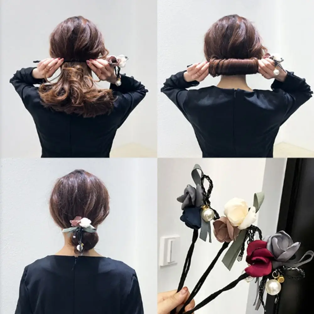 1PC Women Flower Donuts Twist Headband Magic Bun Maker Girl DIY