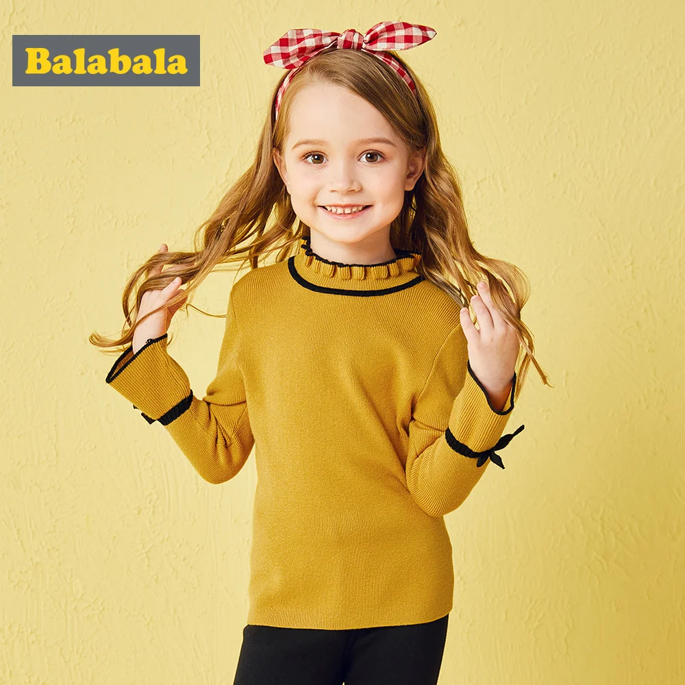Balabala/модный свитер на весну-осень; Одежда для девочек; вязаный свитер; пуловер; свитера; одежда с роговыми рукавами для девочек