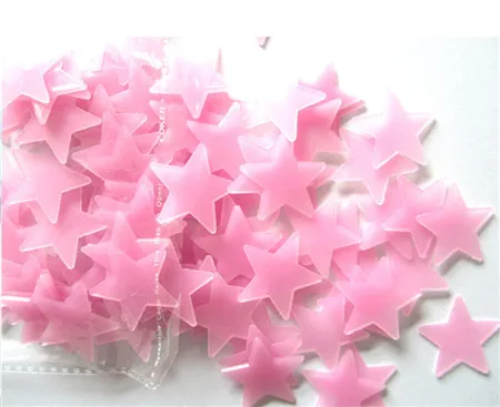 100 шт детская спальня флуоресцентная светится в темноте со звездами Наклейка на стену s светящаяся наклейка со звездами Лучший подарок детям#38 - Цвет: Розовый