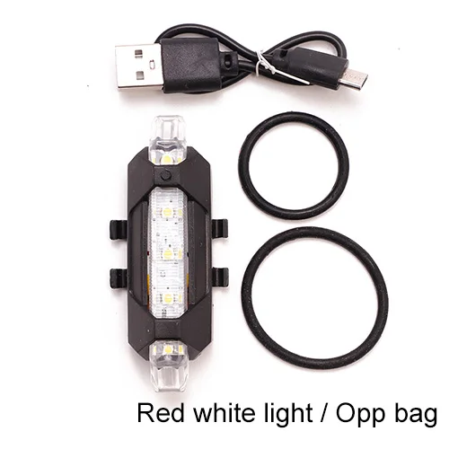 OPP red white light Велосипедный велосипедный светильник светодиодный перезаряжаемый задний светильник Предупреждение безопасности велосипедный светильник супер яркий портативный флэш-светильник - Цвет: OPP red white light