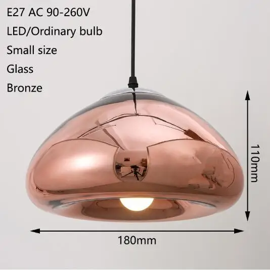 Арт-деко современный стеклянный подвесной светильник светодиодный E27 с 3 цветами для гостиной спальни столовой кафе отеля ресторана офиса - Цвет корпуса: BronzeSmall