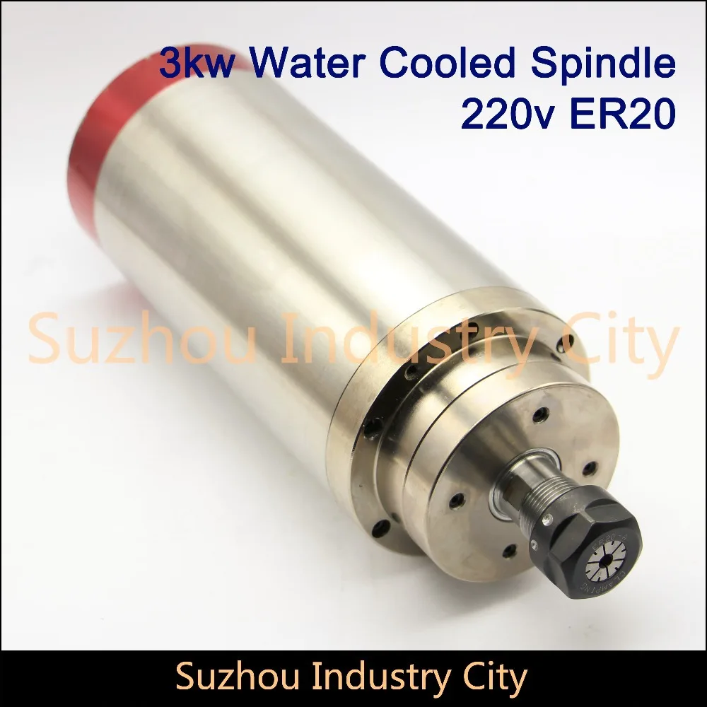 3.0 KW Water Cooled Spindle Motor for CNC engraving milling grind  machine 220 AC 100x220mm ER20  water cooling!