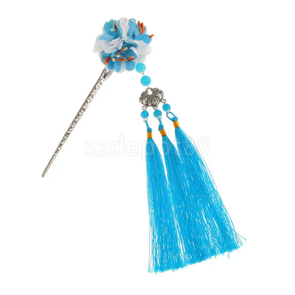 Заколка для волос с цветами Kanzashi Tassel Chignon Винтаж для кимоно Hanfu