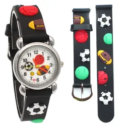 New 3D Cartoon Balls Pattern 3D Rubber Strap Children Watch Fashion Kids Quartz Wristwatch for Boys Students 2018 Cartoon Sports