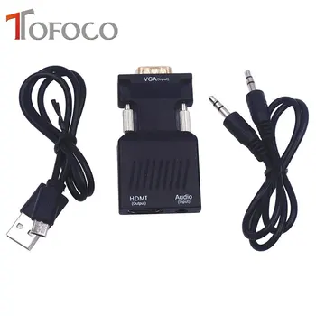 

TOFOCO VGA to HDMI Converter 1080 P VGA to HDMI Adapter with Video 1080P For PC Laptop to HDTV Projector