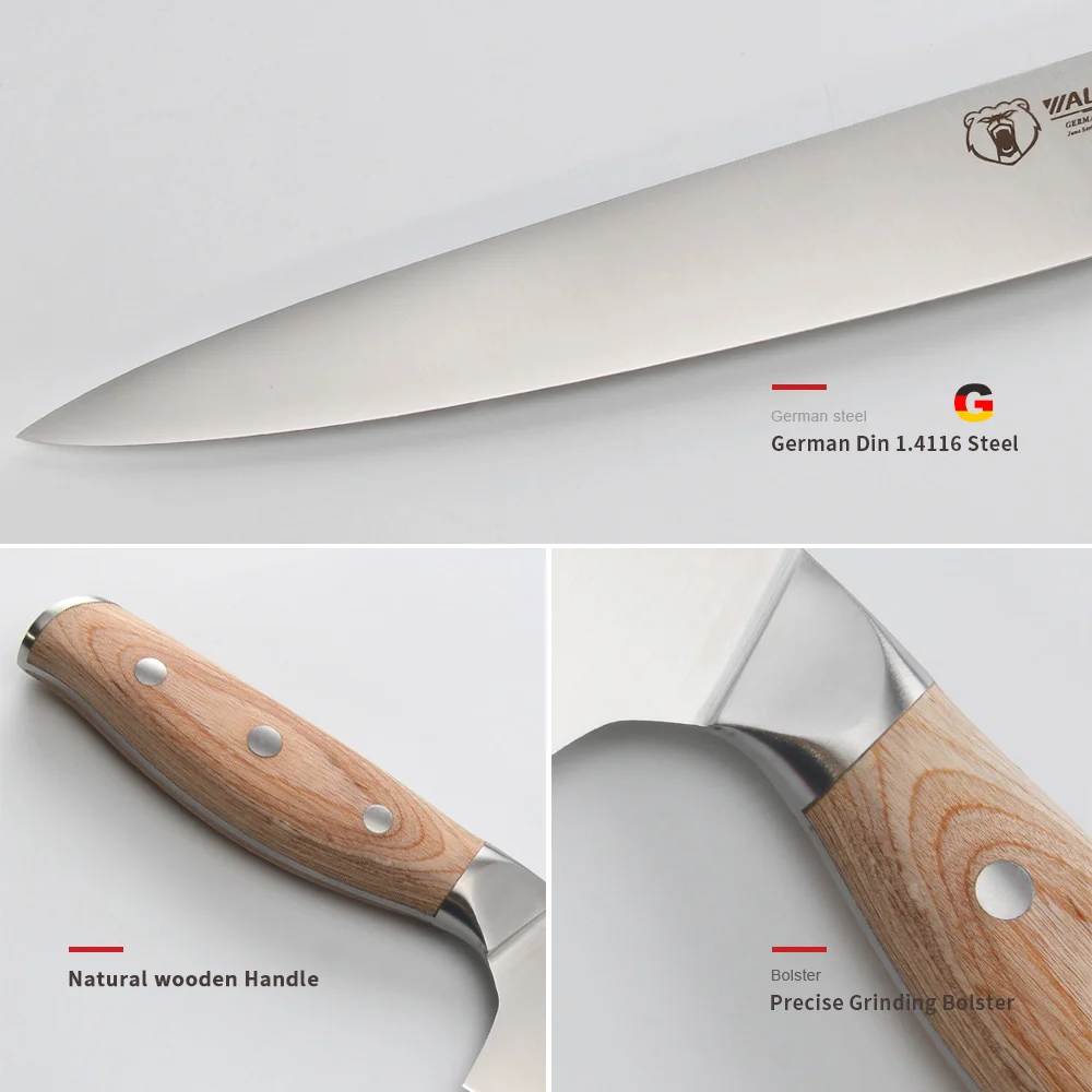 WALLOP нож для нарезки резьбы Sashimi японские кухонные ножи для филе мясо рыба лосось немецкая нержавеющая сталь
