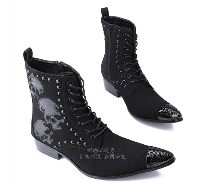 mens black pointed boots