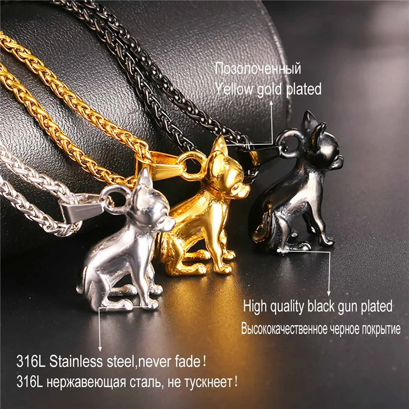 Starlord Chihuahuas Dog Necklace Pendant Collier Stainless Steel/Gold Color Chain Women/Men Collar Animal Pet Jewelry GP2464