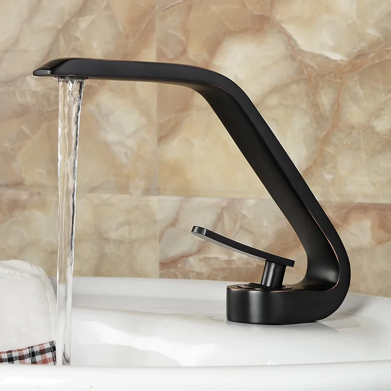 

Modified Curved Kitchen Bathroom Copper Black Faucet