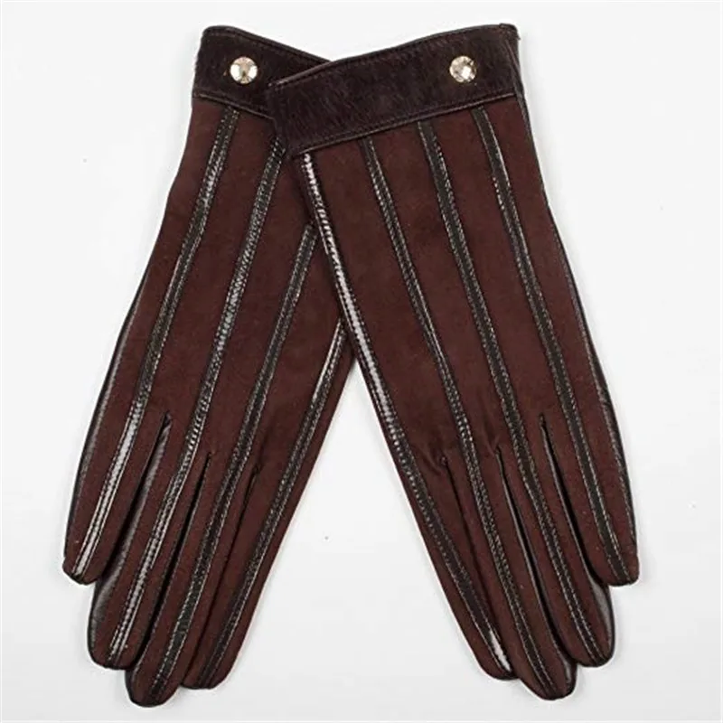 Autumn Winter Lady New Genuine Leather Gloves Female Imported Sheepskin Wool Lined Touch Screen Woman Gloves EL046NZ2