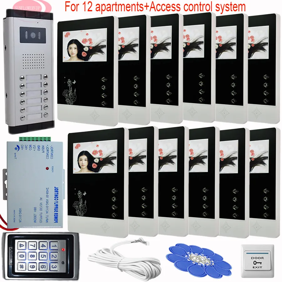 Home Video Door Phone 4.3 inch 12 Apartments System Unit Intercom Camera Video Doorbell Keypad Access Control System CCD Camera Home Video Door Phone 4.3 inch 12 Apartments System Unit Intercom Camera Video Doorbell Keypad Access Control System CCD Camera