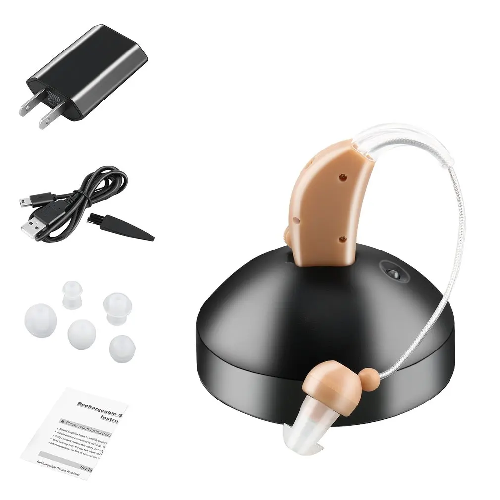 

HOT Rechargeable Mini Best Digital Tone Hearing Aid Behind The Ear Sound Amplifier Adjustable Tone Hearing Aids Ear Care