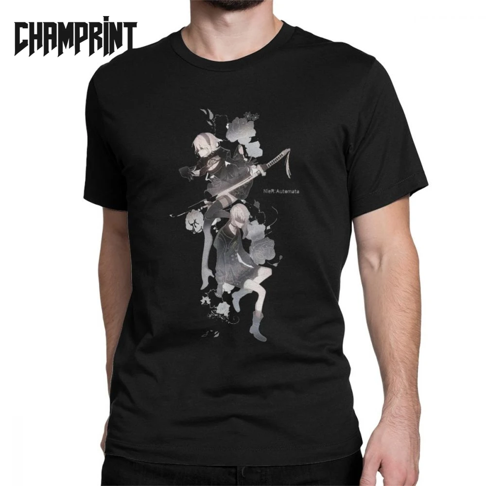 

Nier Automata Men T Shirt YoRHa 2B Game Humor Tees Short Sleeve O Neck T-Shirt Pure Cotton Classic Clothing