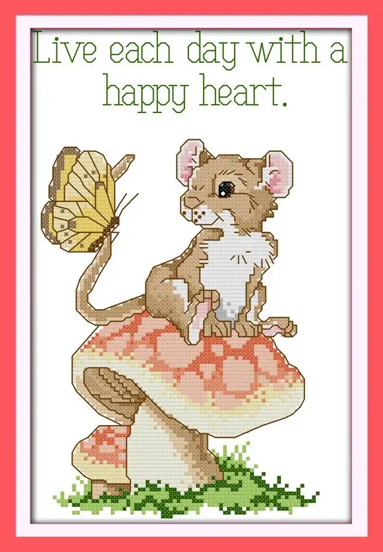 

Live eachday with a happy heart DMC Cross Stitch DIY Needlework Patchwork Kits for Embroidery needles for stich cross hobby