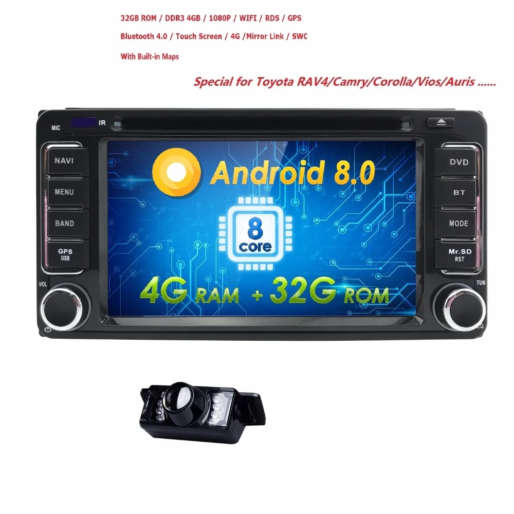 

2Din Android8.0 4G CarDVD Radio Player GPS Navigation Universal For Toyota Corolla RAV-4 Camry Tundra Vios Vitz Sequoia Echo MR2