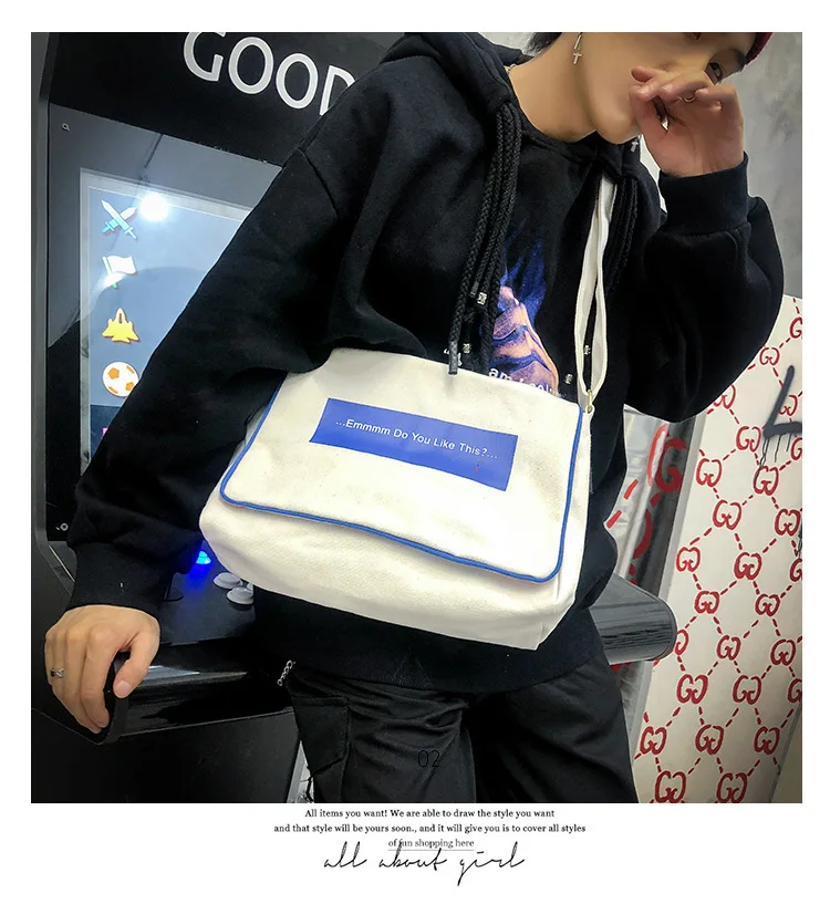 Ins упаковка холста Наклонная Сумка женская универсальная сумка маленькая черная сумка через плечо для женщин кошельки и сумки пляжная сумка