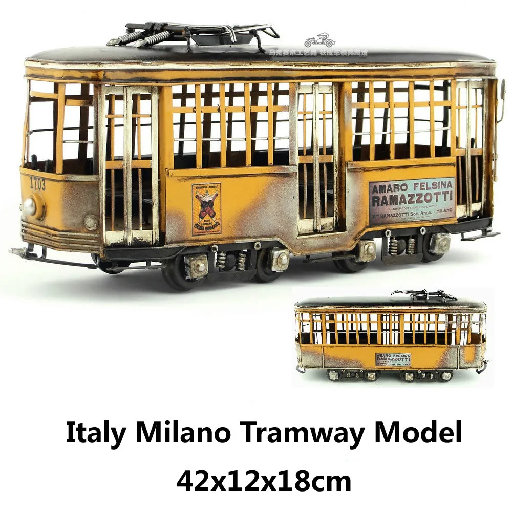 Vintage Italy Milan Tram Model handmade antique metal trolley car model