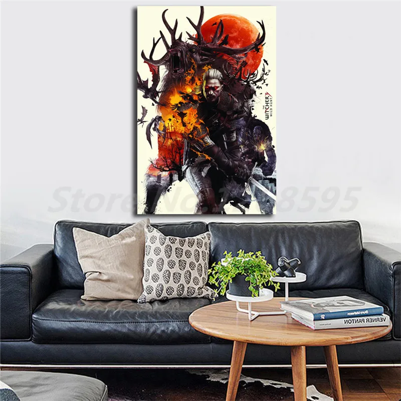 frame 12x18 inch nz Hunt Ciri Painting Canvas 3 Hd Geralt Wild Witcher Rivia