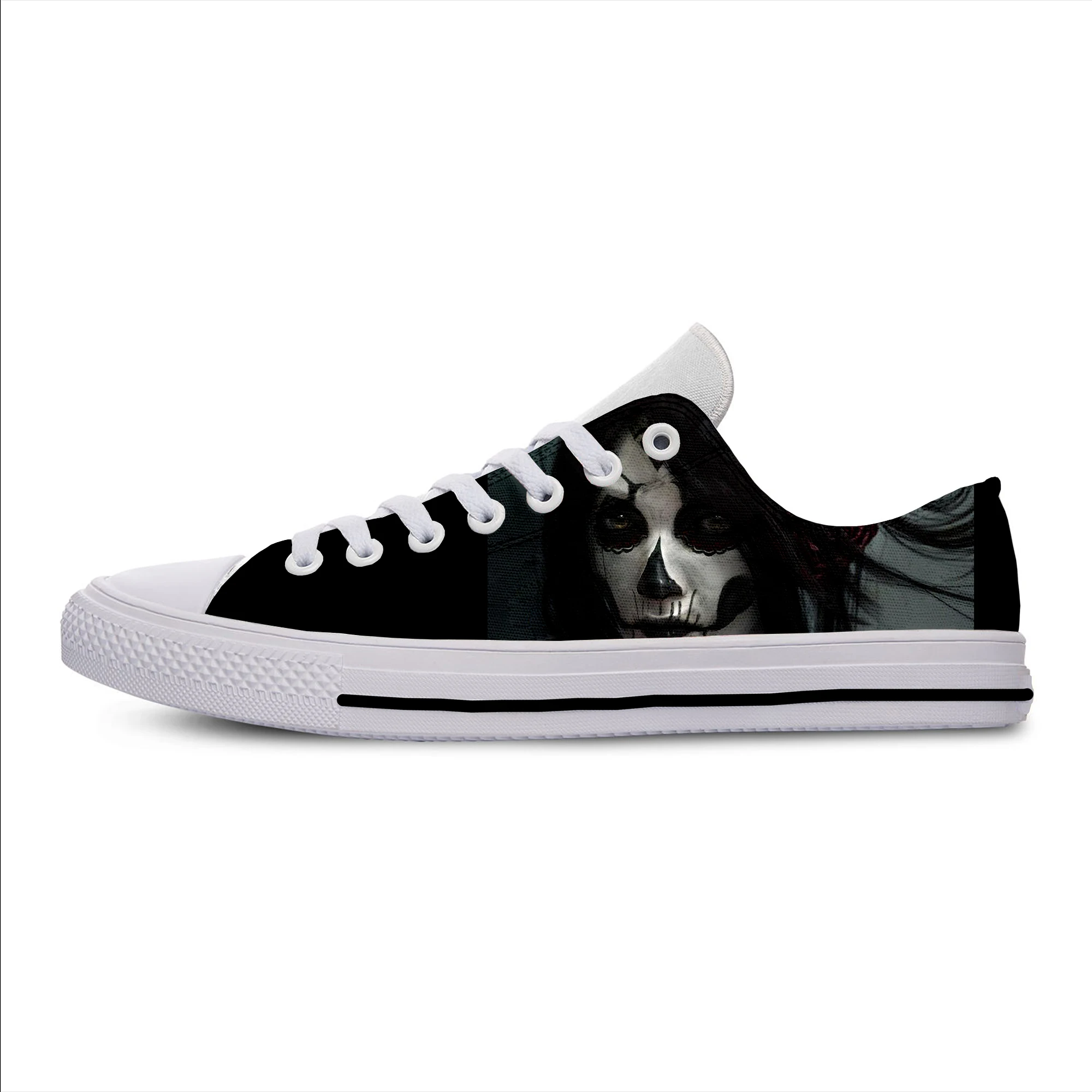 

2019 New Fashion Men/Women Funky Halloween Skull Bone Flower Girl Dark Sugar Skull Girl Casual Shoes