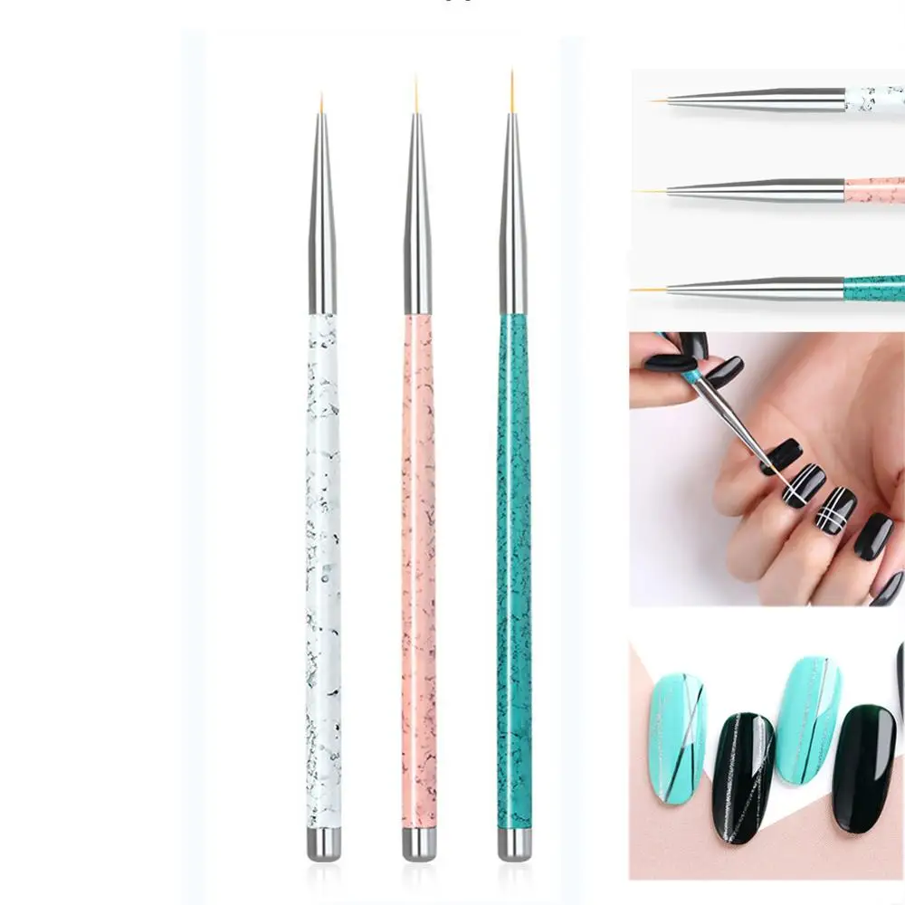 

3pcs Nail Art Beautiful French Line Liner Grid Stripe Flower Design DIY Drawing Painting Brush Pen Manicure Tool #280819