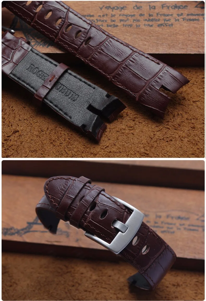 26 мм черный коричневый ремешок из натуральной кожи ремешок для часов с крокодиловым узором специально для Roger Dubuis EXCALIBUR серии RDDBEX0405