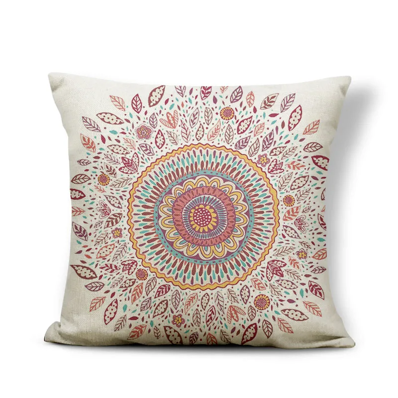 المائية وسادة تغطية اللون البرتقالي الهندسة رمي غطاء وسادة القضية غطاء ماندالا خزانة المنزل الملحقات 45x45 سنتيمتر الأحمر