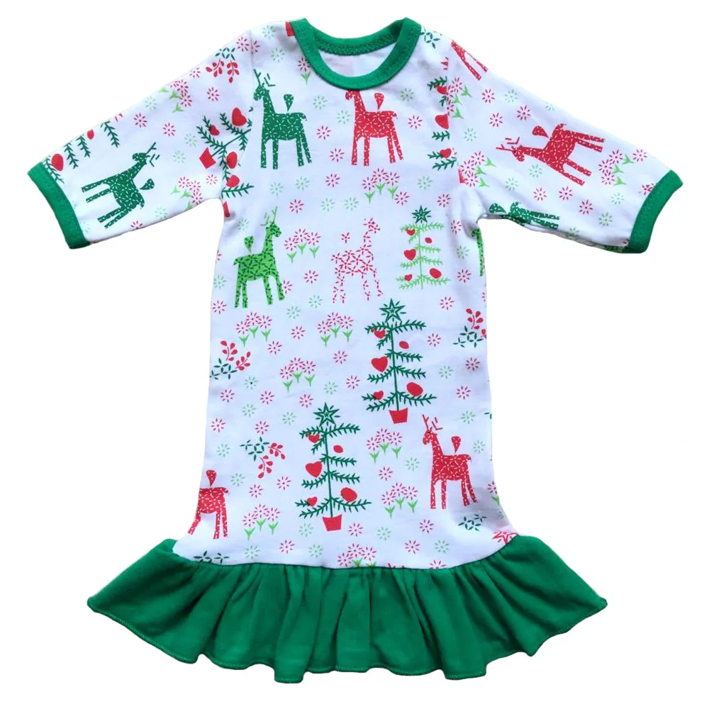 Рождественская ночная рубашка для девочек Хэллоуин благодарения, рождественское платье подходит для американской куклы для девочек, 18-дюймовая кукла для малышей
