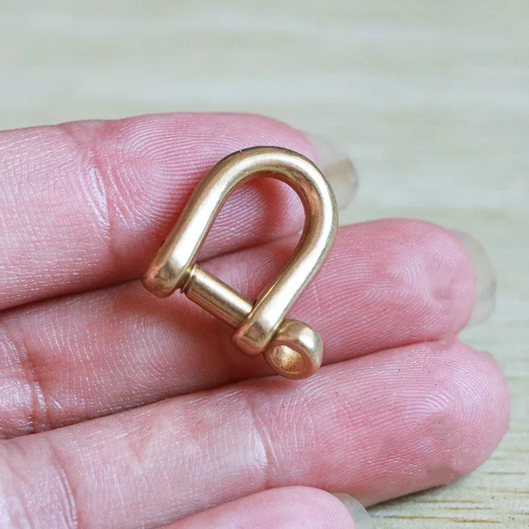 2 Pcs Solid Brass Metal Shackle Key Chain Key Ring Belt U Hook Wallet