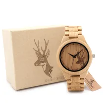 BOBO BIRD All Wood Bamboo Watches Top Brand Designer Men s Wooden Watches Deer Designer Quartz