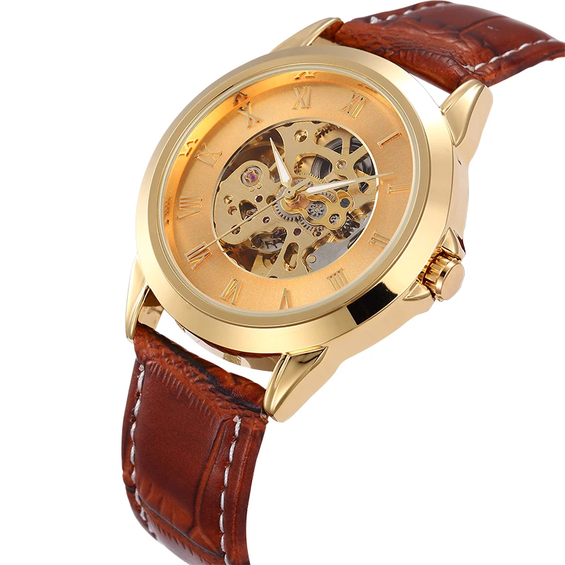 Механические черные и золотые часы скелетоны SHENHUA мужские часы|watch wrist band|watch band