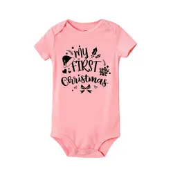 Летняя одежда roupinhas de bebe My first christmas с принтом для маленьких девочек и мальчиков, одежда для новорожденных, одежда для малышей, bebe menino