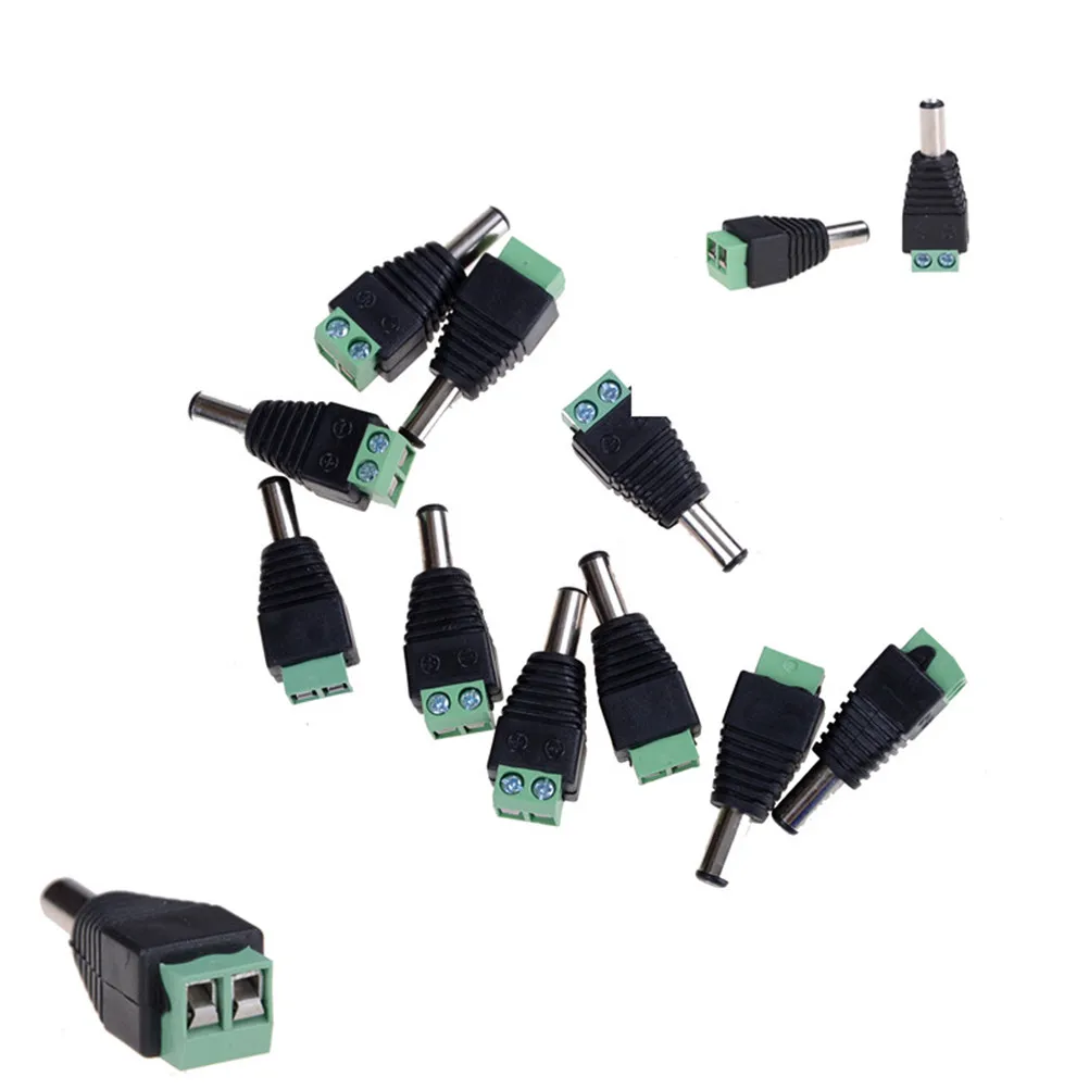 10 шт 12V 2 1x5 5mm DC Мощность штекер Jack адаптер Разъем для видеонаблюдения одноцветный