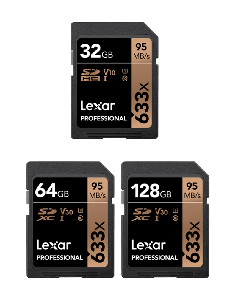 Lexar карты памяти Разъем для SD карты со шлейфом 16 gb 32 gb U1 SDHC 64 gb 128 gb U3 SDXC высокая скорость 95 МБ/с. для цифровых зеркальных/HD камера