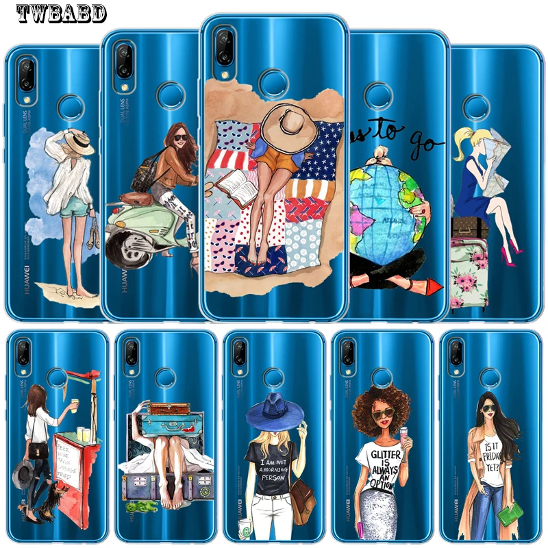 

2019 New Arrival Fashion Girl Soft Silicone Cover phone Case for Huawei P20 Lite Pro P30 Lite P8Lite P9Lite 2017 P Smart Capa