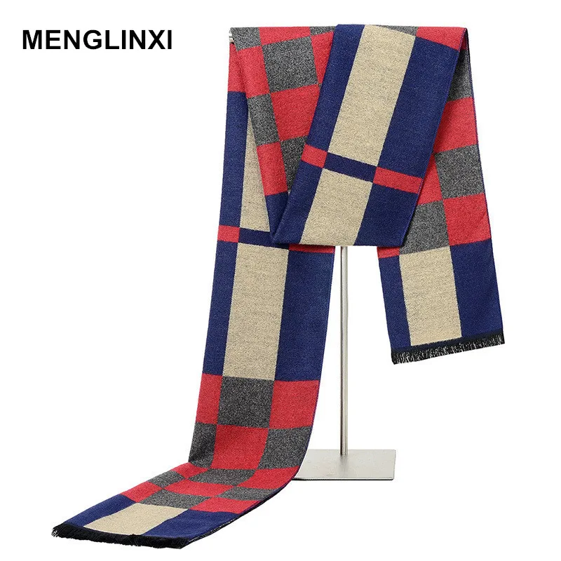 

MENGLINXI Luxury Brand Winter Cashmere Plaid Scarf 2020 Fashion Design Warm Silk Shawl Scarves Male High quality Men Scarfs