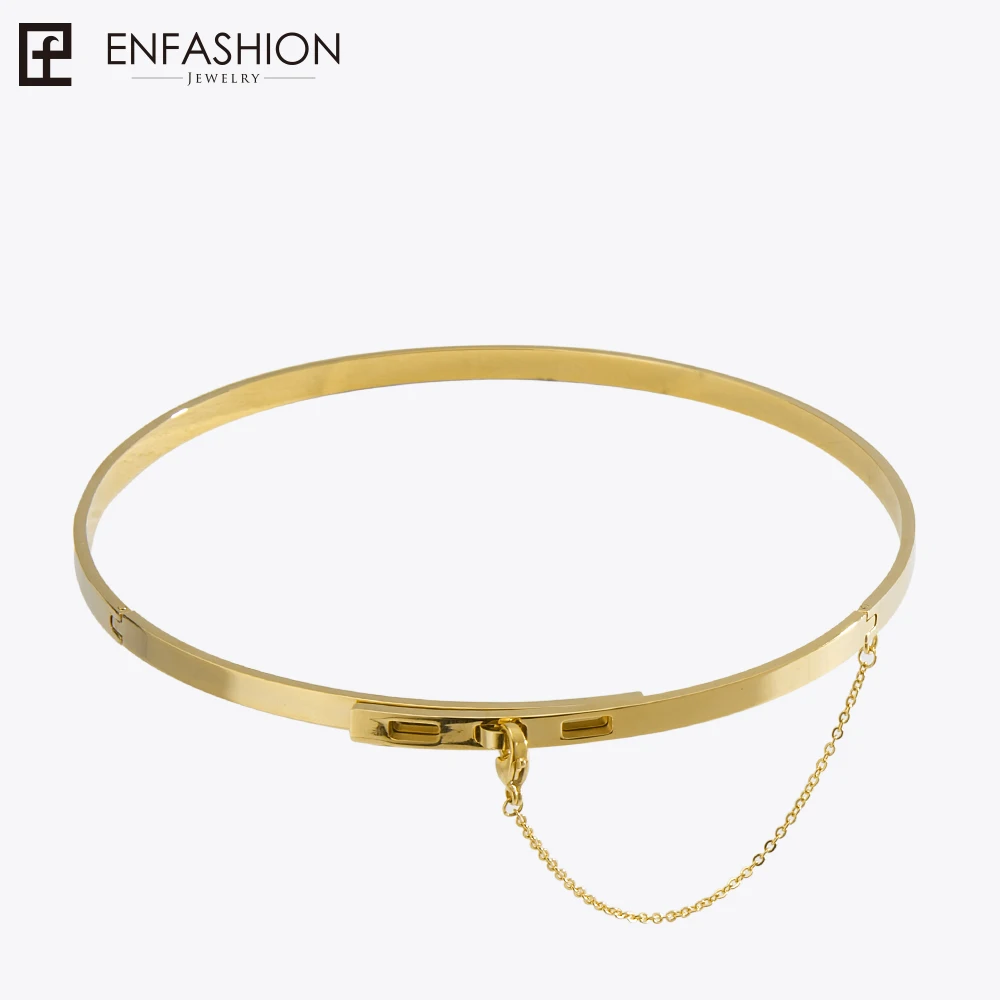 Enfashion Safety Chain Chokers Necklaces Pendants Gold Color Necklace