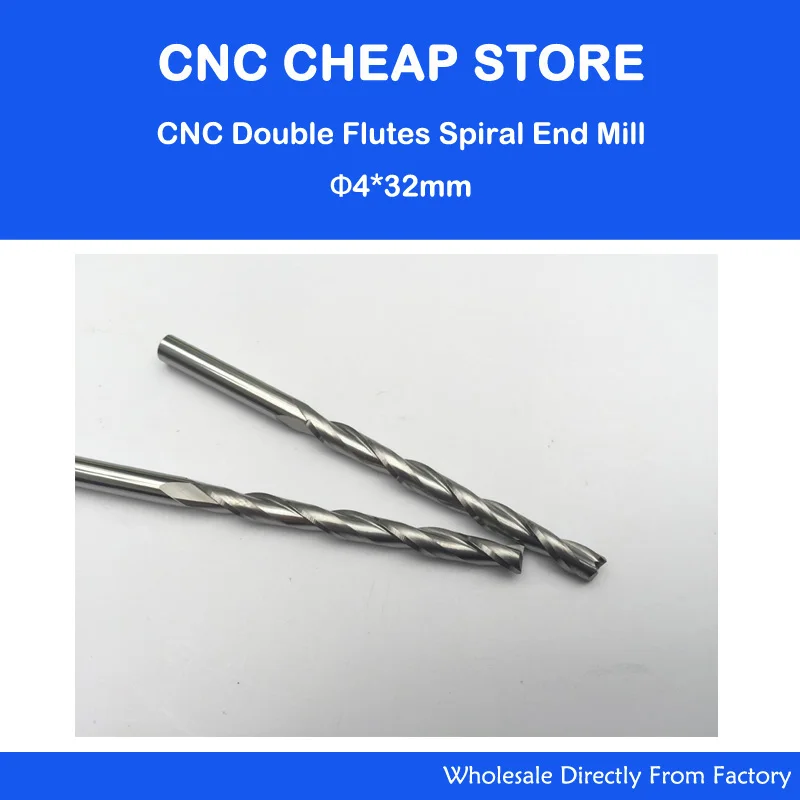 5x 4mm CNC End Mill Cutter Two Double Flute Tungsten Spiral Router Bit 4*22mm