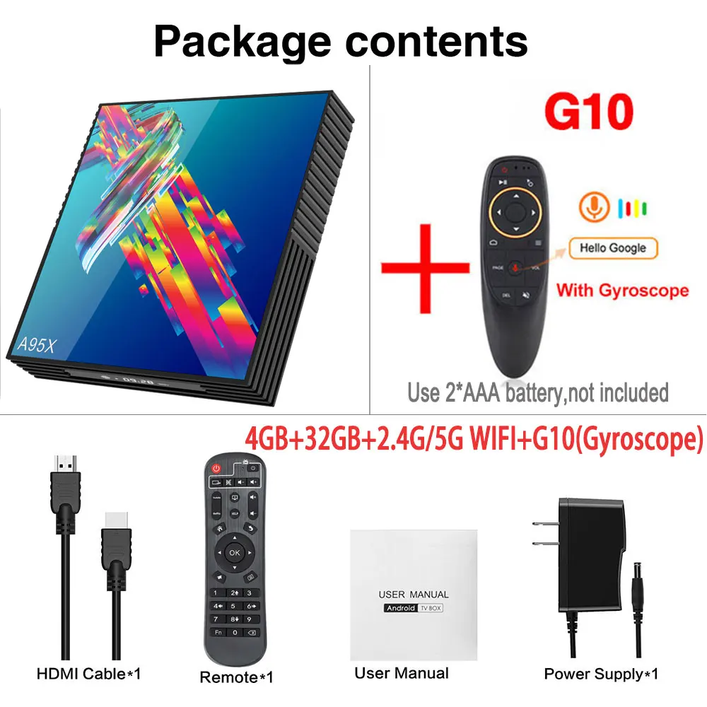 A95X R3 Android Smart tv Box Android 9,0 Rockchip RK3318 2,4G/5G Wifi BT4.0 4GB 64GB Netflix Youtube Android tv Box PK H96 MAX - Цвет: 4GB32GB G10-Gyro